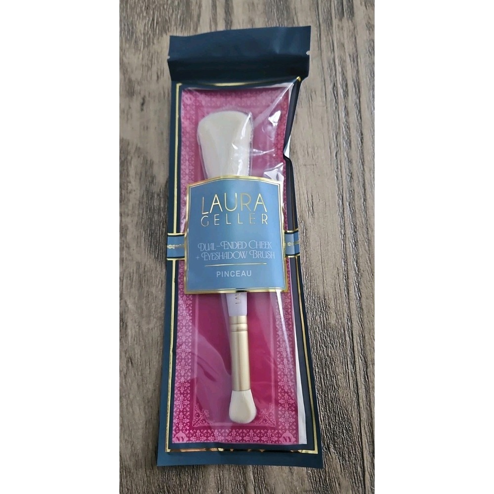 Laura Geller Dual-Ended Cheek + Eyeshadow Brush White Gold Synthetic Fiber
